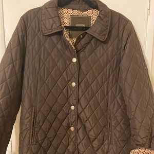 Coach Quilted Brown Diamond-Pattern Bomber Jacket